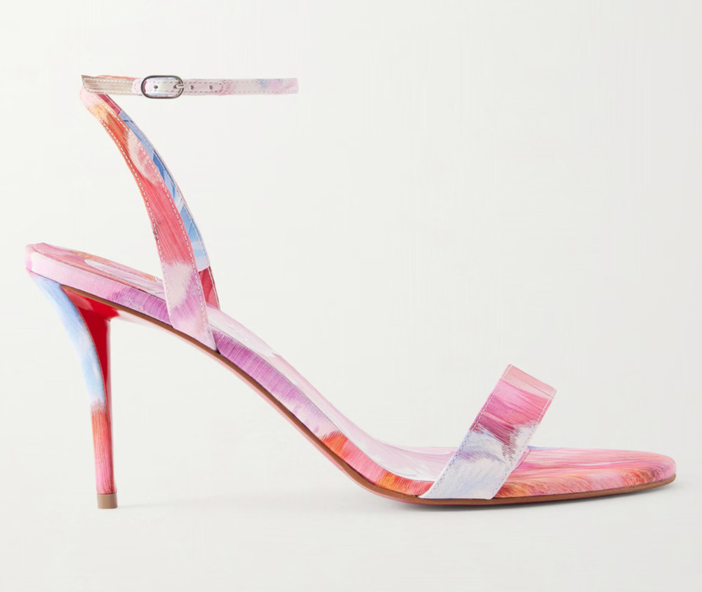 Christian Louboutin Miss Z Sandal 80 Pink Floral Ankle Strap Sandal Heel Pump 36